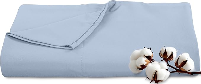 Royale Linens 300 Thread Count 100% Long Staple Combed Cotton Flat Sheet - Super Soft - Top Sheets - Twin Flat Sheet Sold Separately - Breathable, Cool & Crisp Percale Sheets Only (Twin, Lake Blue)