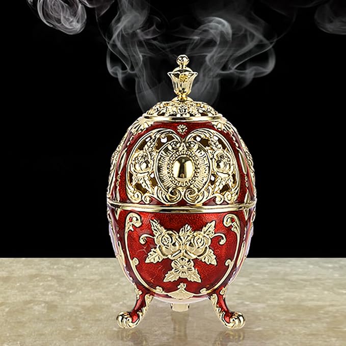 JUXYES Vintage Incense Burner Holder with Removable Ash Catchers, Metal Censer Antique Cone Coil Incense Burner Holder Zinc Alloy Spiritual Aromatherapy Yoga Meditation Gifts Retro Home Decoration