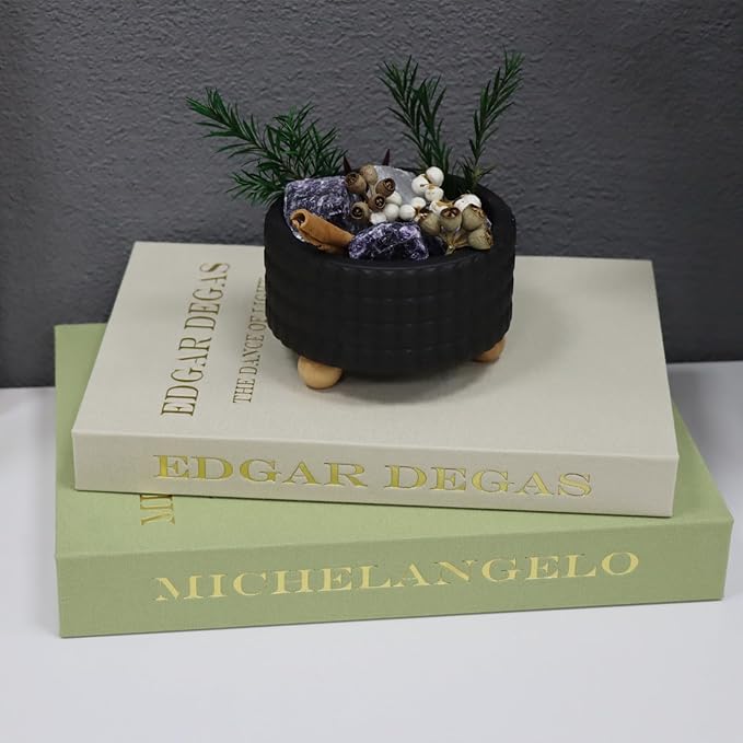Decorative Fake Books for Coffee Table - Set of 2 Linen Aesthetic Faux Books Decor - Minimalist Keepsake Photo Storage Box for Office Home Living Room Mantle Top Decoration (Green-beige)