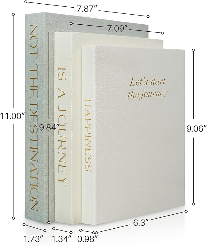 Set of 3 Linen Decorative Books for Home Decor,Modern Faux Decor Book Stack for Decoration,Aesthetic Books for Coffee Table/Bookshelf/Mantel Decor,Photo Storage or Keepsake Box for Decor