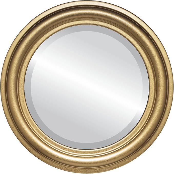 OVALCREST Round Beveled Wall Mirror for Home Decor - Philadelphia Style - Gold Spray - 28x28 Outside Dimensions