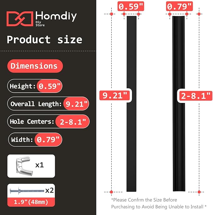 homdiy 10 Pack Adjustable Black Cabinet Pulls 2" to 8.8" (51-224mm) Adjustable Hole Distance Drawer Pulls