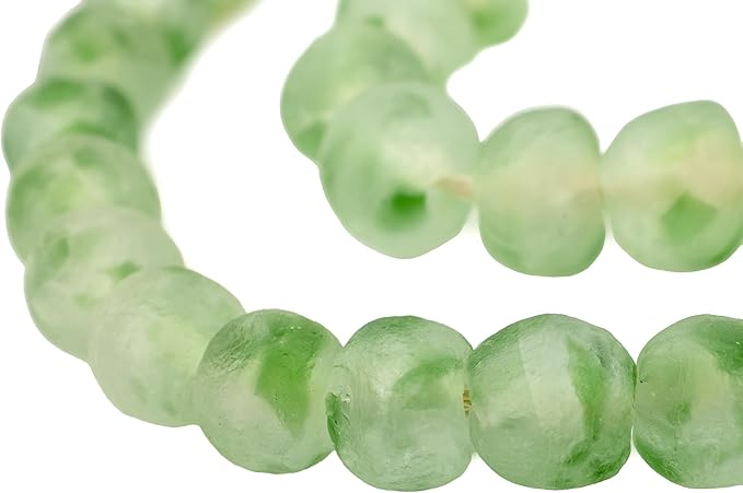 Jumbo Recycled Glass Beads, 21–25mm – African Sea Glass for Wall Hangings, Coffee Table Decor, Shelf Styling, and Home Accents – (Green Swirl) – The Bead Chest