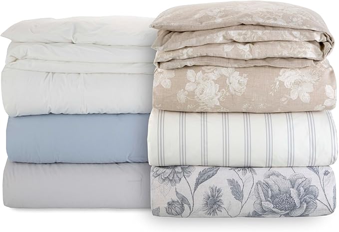 EcoPure Martex Comfort Wash 3-Piece Solid Full/Queen Comforter Set – 100% Organic Cotton - All-Season - Breathable & Lightweight – Easy Care - White