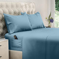 DREAMCARE Full Size Sheets Set - 4 Pcs Cooling Bed Sheets with Up to 15" Deep Pockets - Soft, Long-Lasting 100% Brushed Polyester with Side Pocket (Mineral Blue)