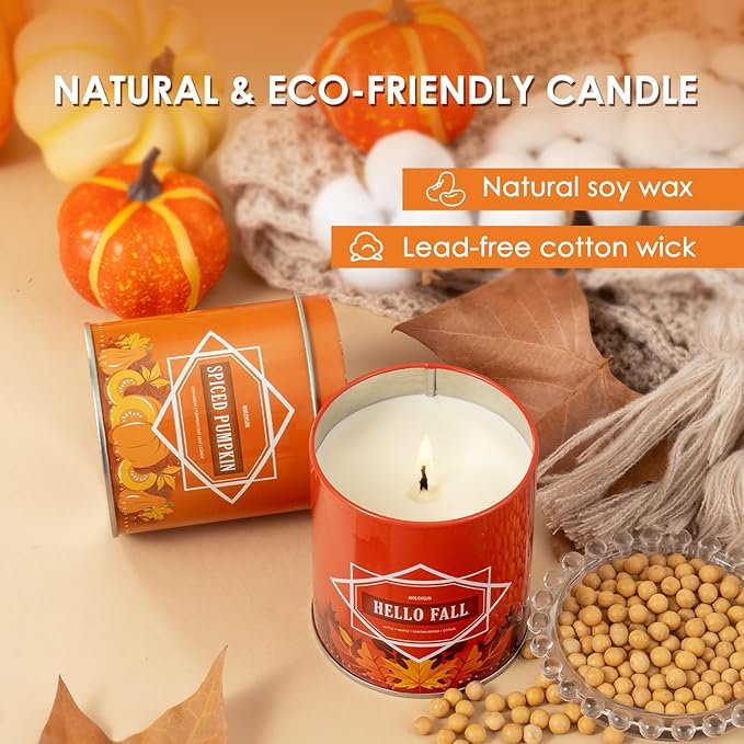 Hot Cocoa Fall Scented Candle – 9 oz Soy Wax in Travel-Friendly Reusable Tin, Non-Toxic & Clean Burning, 50-Hour Burn – Cozy Autumn Fragrance, Holiday Gift & Fall Decor for Women & Men