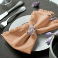 Handmade Cloth Napkins 100% Cotton Napkins with Fringe，Delicate Handmade Cloth Napkins for Dinners, Parties, Weddings and More，18 x 18 Inch Set of 4 - Caramel