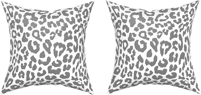 Grey Leopard Print Pillowcase 2pcs Snow Cheetah Animal Print Pillow Covers 18x18 Inch Cheetah Decorative Throw Pillow Cover Watercolor Gray Throw Pillow Cover Cotton Cushion Home Décor