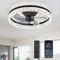 LEDIARY 20" Modern Ceiling Fans with Lights and Remote, Dimmable Low Profile Ceiling Fan, Flush Mount Ceiling Fan, Stepless Color Temperature Change and 6 Speeds - Black