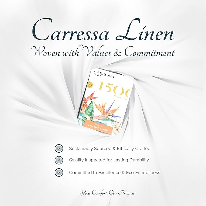 Carressa Linen 100% Egyptian Cotton Pillow Cases King Size Set of 2-1500 Thread Count Sateen Silver Stripe Pillow Covers, Luxury 5 Star Hotel-Quality Pillowcases, Fits King Pillows