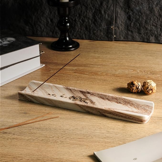 Koville Marble Incense Holder, Incense Holder for Sticks, Incense Sticks Holder Ash Catcher for Meditation Yoga SPA, Natural Stone Incense Burner, Home Table Decor