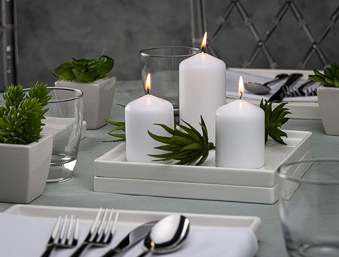 BOLSIUS 6 White Pillar Candles Bulk - 3x3 Inches Candle Set - 25+ Hours Clean Burning - No Palm Oil - 0% Animal Fat - Premium European Quality - Unscented Dripless Dinner Pillars