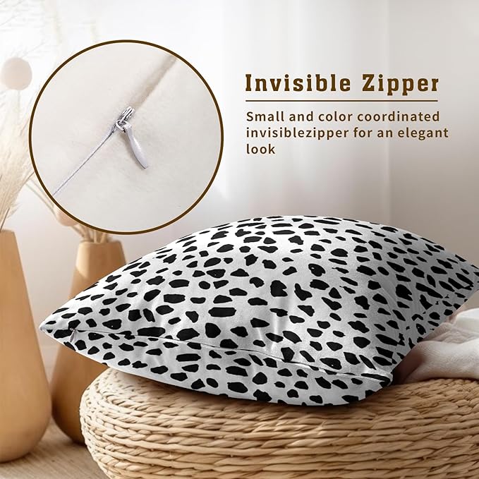 Polka Dot Throw Pillow Covers - 2pcs Animal Print Pillow Covers 20x20 Inch Dalmatian Pillow Cover Polka Dots Decorative Throw Pillow Covers Dalmatian Spots Dog Dots Pillowcase Cushion Home Décor