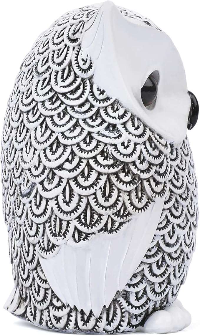 Artpaul Owl Decor Home Décor Accents Small Decor Items for Shelf Owl Figurines Home Decor Owl Decorations for Home, Office, Gifts for Owl Lover (White)
