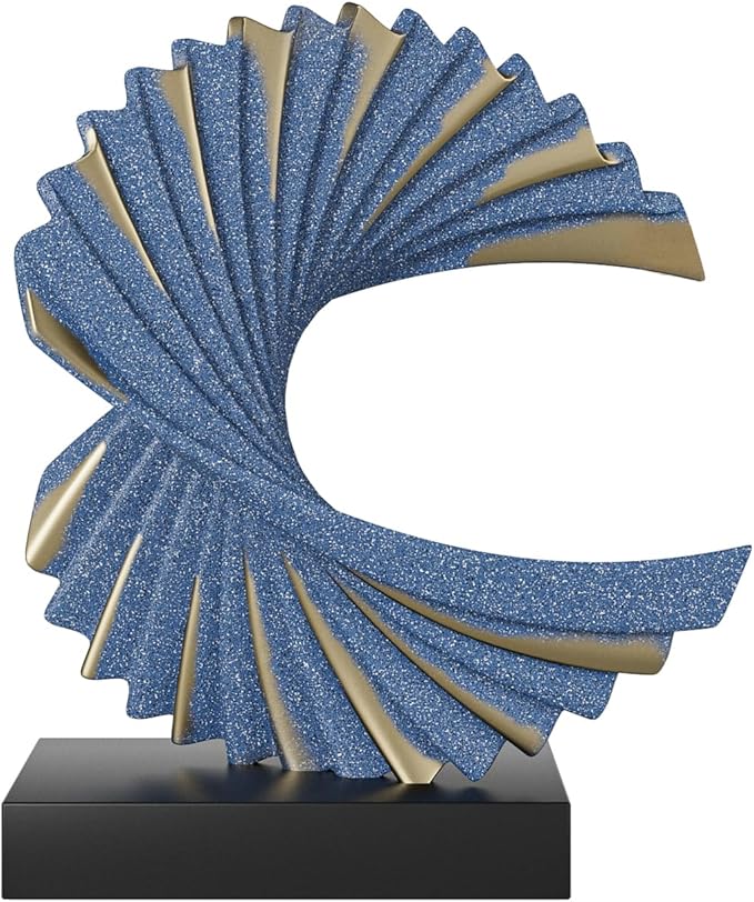 Ocean Wave Sculpture Modern Funky Decor Wave Sea Ornament, Resin Statue Home Decor Abstract Statues Office Desk Decor Shelf Decor Accents for Men(Dark Blue)