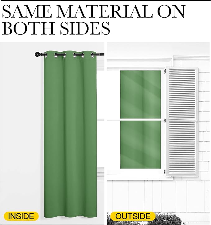 NICETOWN Froest Green Blackout Curtains 72 inches Length for Play Room, 2 Panels, 34" Wide, Thermal Insulated Decoration Drapes for Window