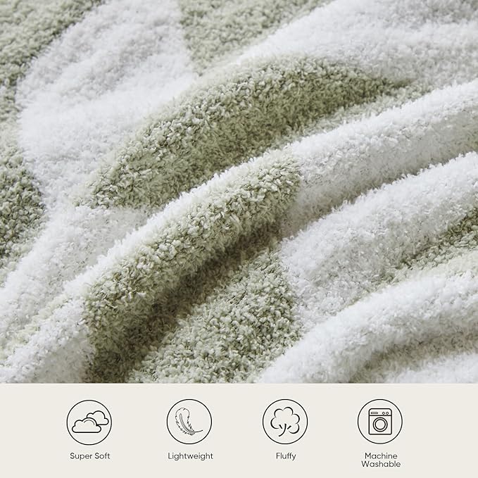 Snuggle Sac Sage Green Bedding Blankets Twin Size, Super Soft Warm Blankets Oversized Cozy Knit Fuzzy Blanket for Living Room, Chevron Green,60x80 inches