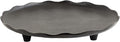 Kate and Laurel Alessia Modern Decorative Scalloped Round Footed Metal Tray; 16 Inch Diameter; Black; Transitional Food-Safe Cast Aluminum Pedestal Tray with Rough Texture and Deckled Edge
