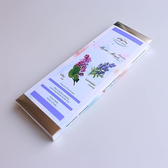 Incense Sticks - Lavender and Lilac Artisan Blend - Premium Quality Hand-Dipped Natural Incense - 75 Grams - 50+ Sticks - Uplifting, Calming, Stress-Relief, Relaxation, Meditation
