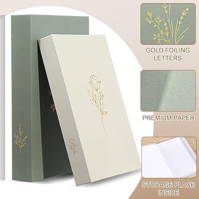 Set of 2 Decorative Books Boxes, Faux Books Stacked for Decoration for Coffee Tables Modern Home Bookshelves Decor, Fake Fashion Photo Storage Boxes(Sage Green Beige)