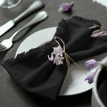Handmade Cloth Napkins 100% Cotton Napkins with Fringe，Delicate Handmade Cloth Napkins for Dinners, Parties, Weddings and More，18 x 18 Inch Set of 4 - Black