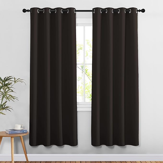 NICETOWN Bedroom Curtains 78 inch Length - Grommet Privacy Window Curtains & Drapes Light Blocking Sound Reducing Window Treatments for Living Room (Toffee Brown, 2 Panels, W52 x L78)