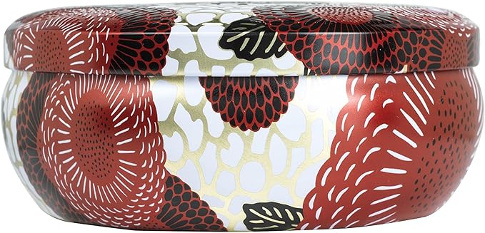 Voluspa Spiced Goji Tarocco Orange, 3 Wick Tin Candle, 12 Ounces, 40 Hour Burn Time, Coconut Wax for Clean Burning, Handcrafted in The USA