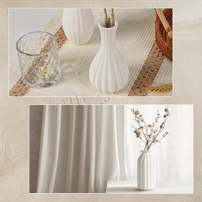 BEAHOT Ceramic Bud Vases Set of 12 - Matte Mini White Jars Bulk | Small White Ceramic Vases for Centerpieces, Wedding Floral Arrangements, DIY Crafts & Boho Table Decor (No Repeating Designs)