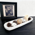 Wooden Dough Bowls Decorative，Rustic Bread Long Bowls Decor Wood Tray, Hand Carved For Table Centerpiece Decor, Home Decor(20 * 6 * 2 inch white)