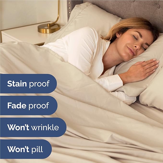 Full Size 4 Piece Sheet Set - Comfy Breathable & Cooling Bed Sheets Set - Hotel Luxury Bedding for Women, Men, Kids, Teens, Boys & Girls - Deep Pockets, Ultra-Soft and Wrinkle Free - Oeko-Tex - Wheat
