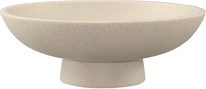 Modern Resin Pedestal Bowl – Large Fruit Bowl for Kitchen Counter, Catch All Tray for Entryway Table, Stylish Key Bowl & Dining Centerpiece, Beige