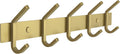 Brushed Gold Wall Mounted Coat Rack – 15 Inch Stainless Steel Rail with 5 Double Coat Hooks for Entryway, Bathroom, Bedroom, Kitchen – Modern Gold Hook Rack for Coats, Hats, Towels
