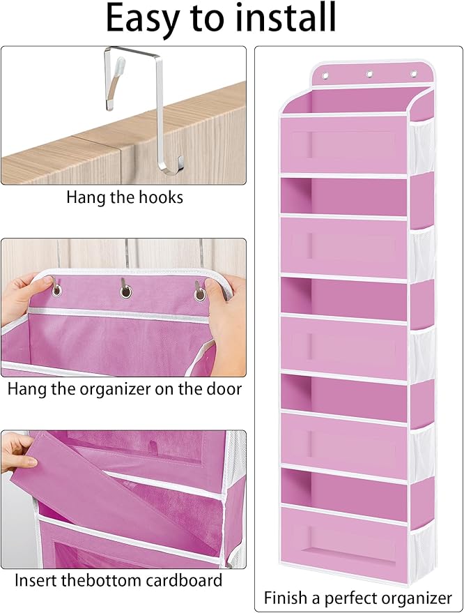 Over The Door Organizer, 5 Shelves Closet Door Hanging Organizer with 10 Mesh Pockets, Nursery Closet Organizer, Baby Essentials, Dorm Room Essentials for Girls