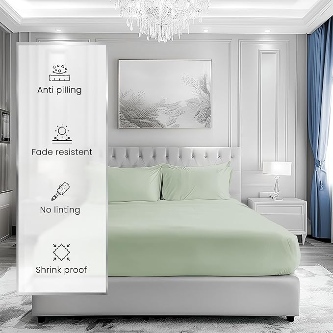 Full Size Bed Sheets Deep Pocket Cotton 1000 Thread Count Luxury Sheets (Fits Upto 17"), Full Size Sheet Sets, Long Staple Cotton Breathable Bed Sheets Full Size Sheets Set- Mineral