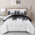 Dinjoy Ombre Black Comforter Set Queen Size Gradient Black White Boho Bedding Set for Teen Men Women 7 Pieces Bed in A Bag Bohemian Bed Set with Comforter, Sheets, Pillowcases & Shams