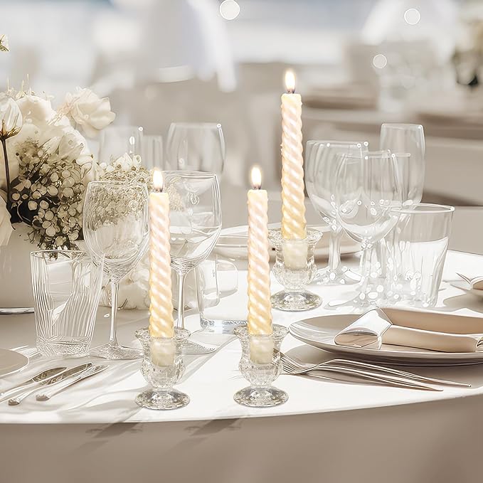 Foaincore 42 Pcs Candlestick Holders Bulk 2.5 Inch Taper Candle Holder for Table Centerpiece Thick Glass Ritual Candle Stand for Wedding Christmas Valentines Festival Party Decorations(Clear)