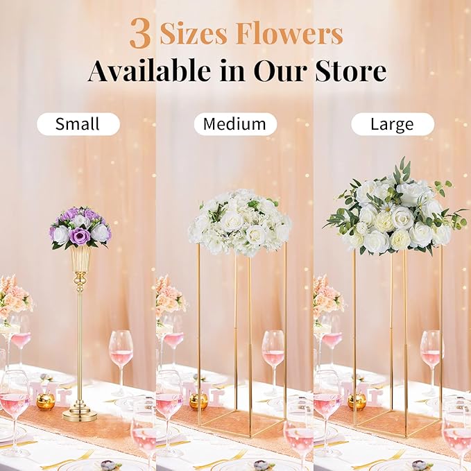 NUPTIO Flower Wedding Centrepieces for Tables - 10 Pcs 9.5in Diameter Lilac & White Artificial Flowers Rose Ball for Centerpieces Table - Fake Rose Arrangements for Weddings Birthday Party Decor