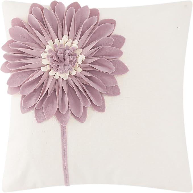 JWH Decorative Flower Throw Pillow Covers 3D Sunflower Pillow Case Velvet Floral Cushion Creamy White Pillowcase for Bed Living Room Couch Chair Decor 18x18 Inches Dusty Pink