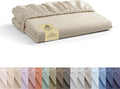 Linen Home 100% Cotton Percale Weave Fitted Sheet, King Size, Ivory, 1 Deep Pocket Fitted Sheet, Fits Mattress Upto 16" Crisp and Cool Strong Bed Linen, 78"X80"+15"