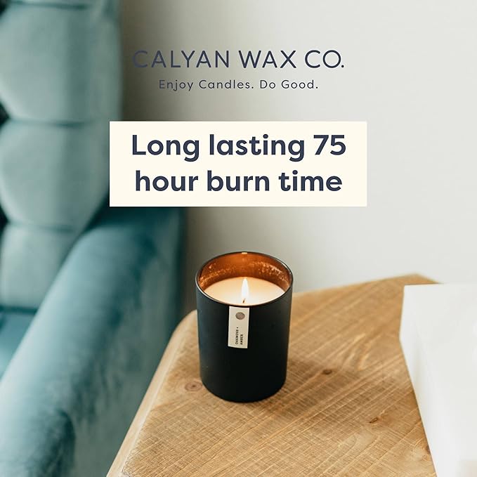 Calyan Wax Co. Soy Wax Candle, Redwood + Vanilla Scented Candle, 75 Hour Burn Time, Aromatherapy Soy Candles, Non Toxic & Vegan Soy Wax, Black Tumbler Scented Candles, 13oz