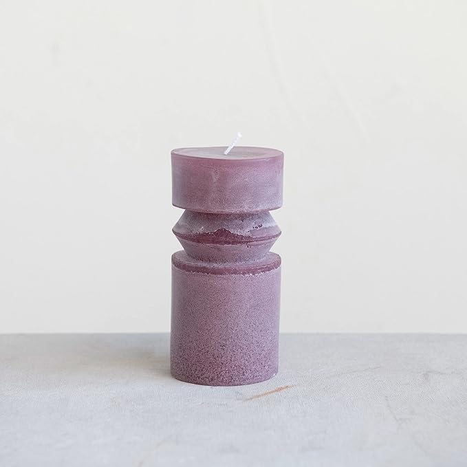 Creative Co-Op Unscented Totem Pillar, Pinot Candles, 3" L x 3" W x 6" H, Purple (Pack of 2)