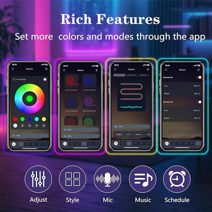 20Ft Neon Rope Lights,Flexible Led Rope Lights Control with App/Remote,Multiple Modes Rope Lights,IP67 Outdoor Waterproof,Music Sync Light Strip for Bedroom