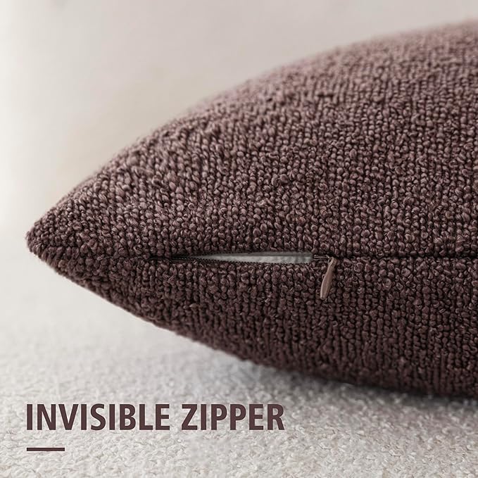 Foindtower Decorative Textured Boucle Throw Pillow Covers Accent Solid Lumbar Pillow Cases Neutral Soft Cozy Couch Cushion Case for Chair Sofa Bedroom Living Room Home Decor 12x20 Inch,1PC,Dark Purple