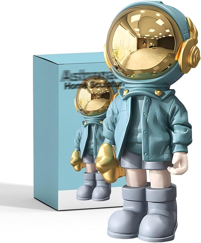 Figurine Statue Astronaut Sculpture Spaceman Decor,Sculpture for Home Decor,Arts Blue Shelf Decoration,Cool Metal Mask Table Decor,Large Spaceman Figure Ornament