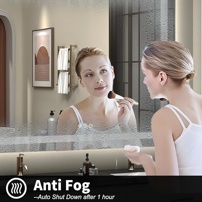 77x 36 inch Large Lighted Bathroom Mirror for Wall, LED Illuminated Vanity Mirror with Lights, Dimmable, Anti-Fog, ETL Listed (Backlit and Front Lighted)