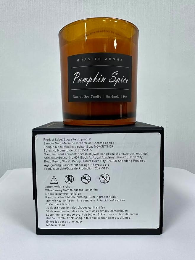MOASITN Pumpkin Spice Strong Scented Large Luxurious Candles for Home| Organic Soy Fall Candles| Handmade Long Lasting Aromatherapy Jar Candel for Women,Men| as Autumn,Halloween,Relaxing Gifts| 9oz