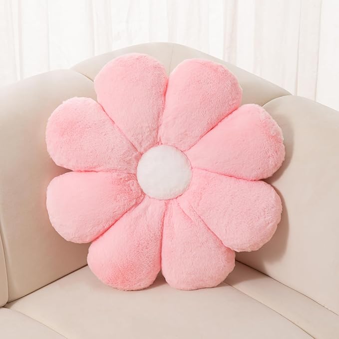 Pink Flower Pillow, 25.5In Flower Shaped Pillow Decorative Throw Pillows, Cute Pink Daisy Pillow,Floor Pillows for Sitting, Room Decor & Plush Pillow for Bedroom Couch Chair (65CM Pink)