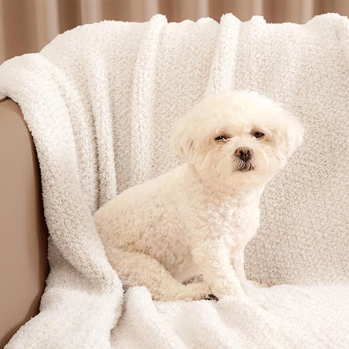 Snuggle Sac Ultra Soft Ivory Bedding Blanket Twin XL, Warm Fluffy Microfiber Blankets for Bed, Living Room, Oversized Bed Blanket Dupes, Heather Ivory, 66x90 inches