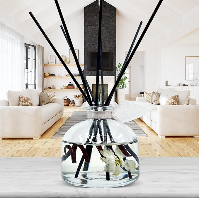 LOVSPA Reed Diffuser Set, Soothe Tahitian Vanilla Bean Scented Oil Diffuser with Sticks, Home Fragrance Accessories for Bathroom Shelf Decor, Aroma Diffusers for Home or Office Fall Decor, USA Made
