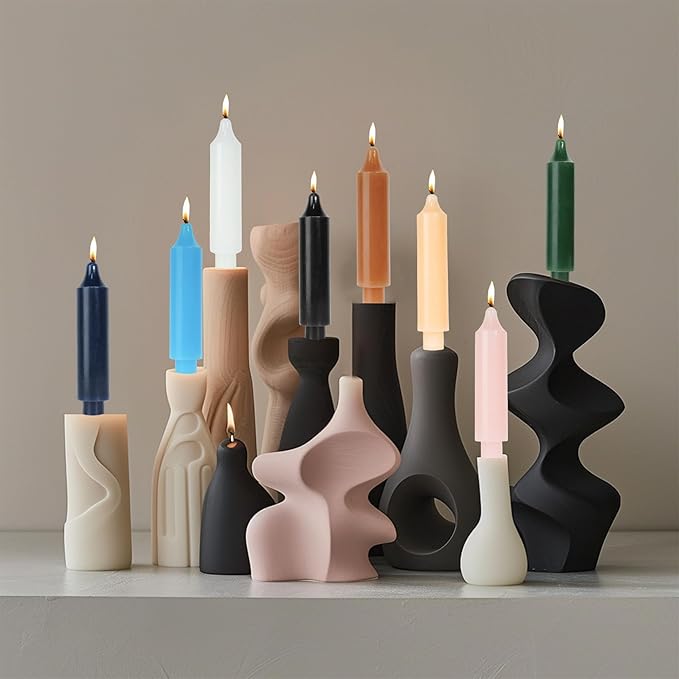 Candlesticks Short Taper Candle Brown Candle Sticks Dripless Tapered Candles for Christmas Home Decor 6 inch Set of 4,Gradient Brown